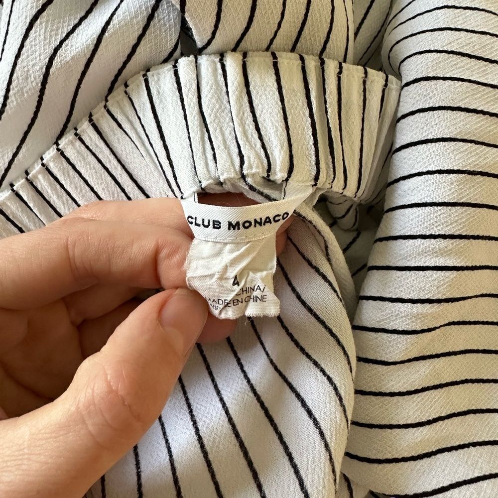 Club Monaco White and Black Striped Off-Shoulder Blouse - Picture 6 of 6